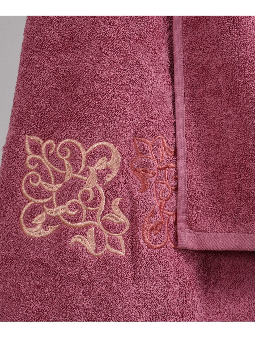 Embroidered Bath Towel 100% Cotton 600 GSM Large Size 72x142 CM Mauve