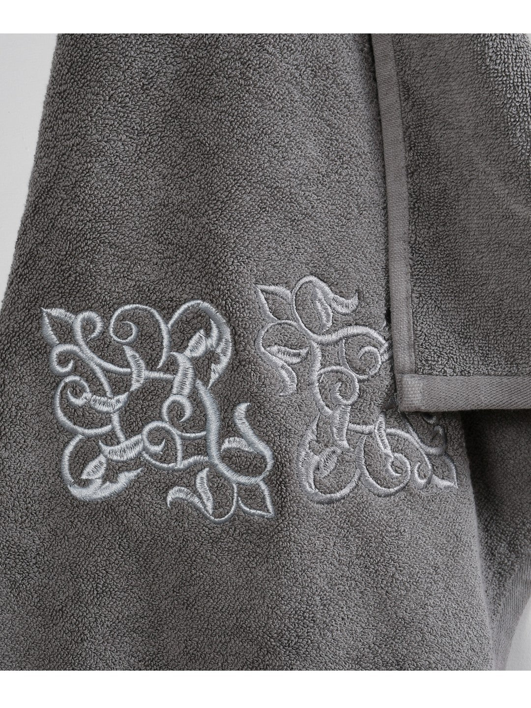 Embroidered Bath Towel 100% Cotton 600 GSM Large Size 72x142 CM Grey