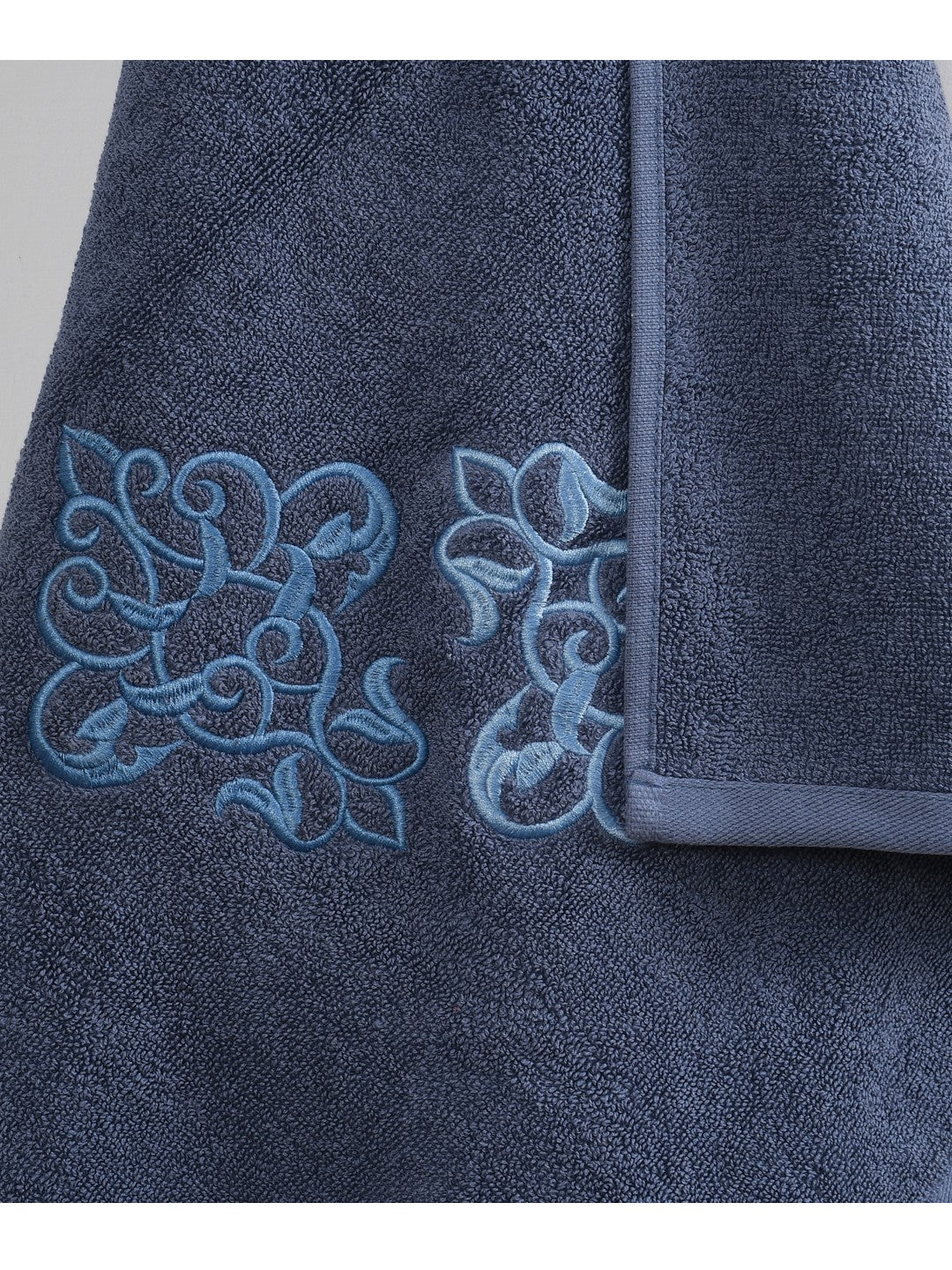 Embroidered Bath Towel 100% Cotton 600 GSM Large Size 72x142 CM Navy Blue