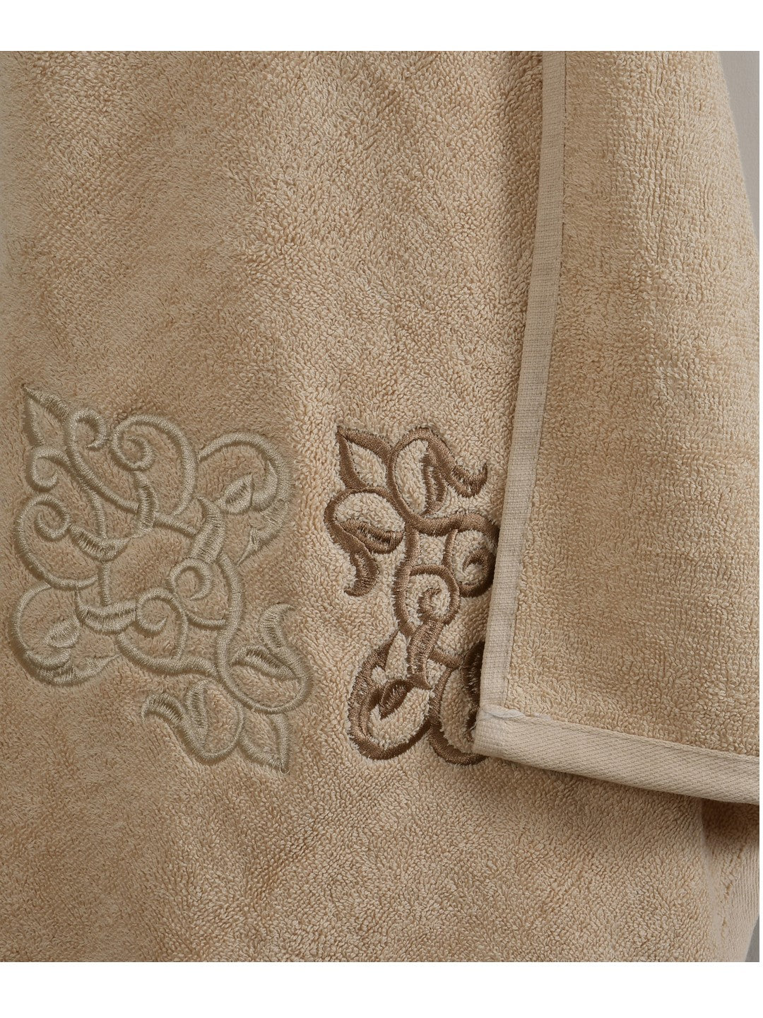 Embroidered Bath Towel 100% Cotton 600 GSM Large Size 72x142 CM Beige