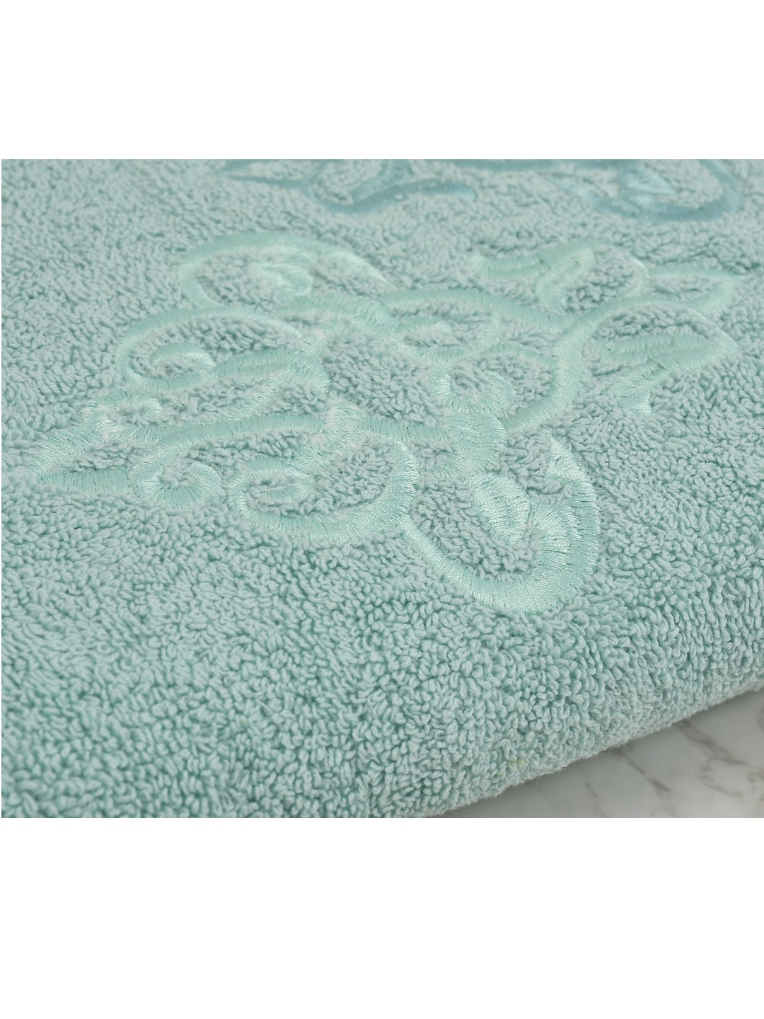Embroidered Bath Towel 100% Cotton 600 GSM Large Size 72x142 CM Sea Green