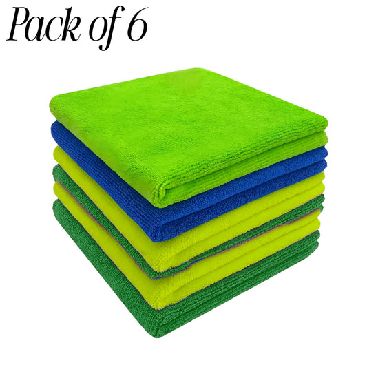 Microfiber Cleaning Cloth For Car 40x40 Cm ,300GSM Pack Of 6 Multicolor