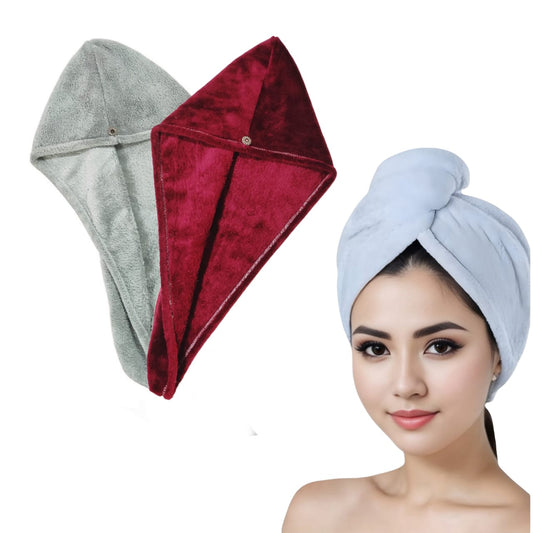 Iris Hair Drying Towels Pack of 2 Super Soft Microfiber Quick-Dry