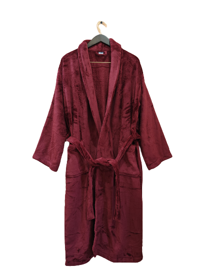 Luxury Plush Grey Unisex Bath Robe Made with Super Soft & Highly Absorbent Microfiber-MAROON