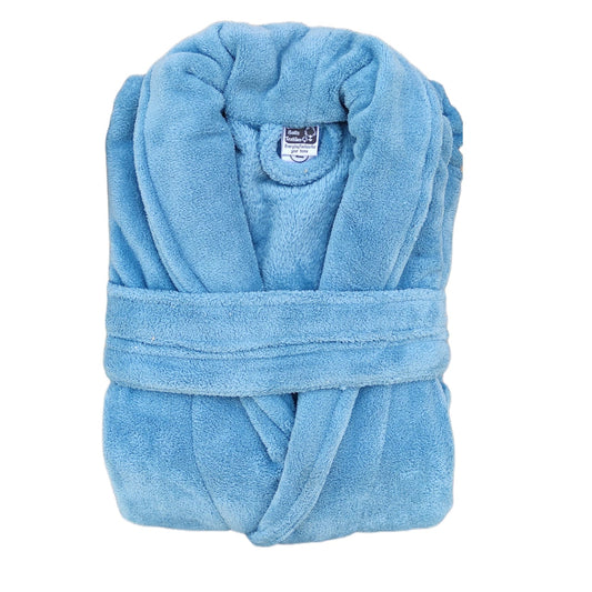 Luxury Plush Grey Unisex Bath Robe Made with Super Soft & Highly Absorbent Microfiber-AQUA