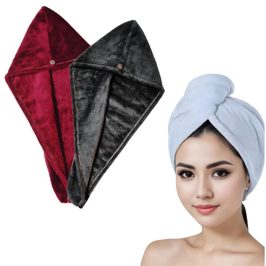 Iris Hair Drying Towels Pack of 2 Super Soft Microfiber Quick-Dry