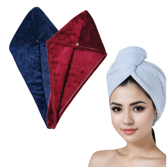Iris Hair Drying Towels Pack of 2 Super Soft Microfiber Quick-Dry