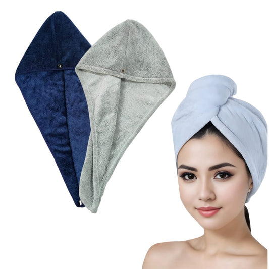 Iris Hair Drying Towels Pack of 2 Super Soft Microfiber Quick-Dry