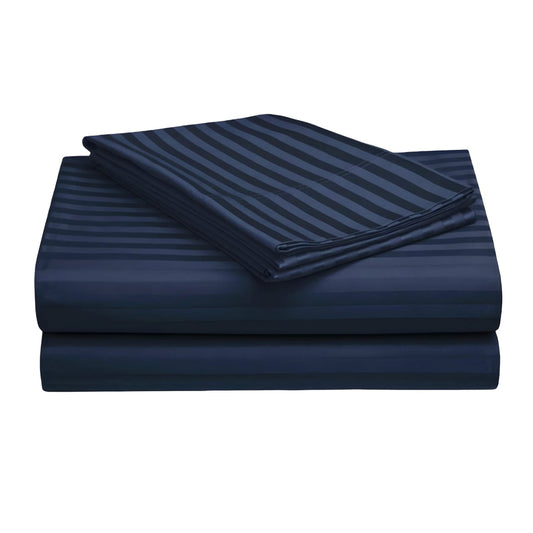 Cotton Bolls 300 TC 100% Cotton Stripes King Bed Sheet - Premium Bedsheet and 2 Pillow Covers