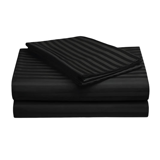 Cotton Bolls 300 TC 100% Cotton Stripes King Bed Sheet - Premium Bedsheet and 2 Pillow Covers