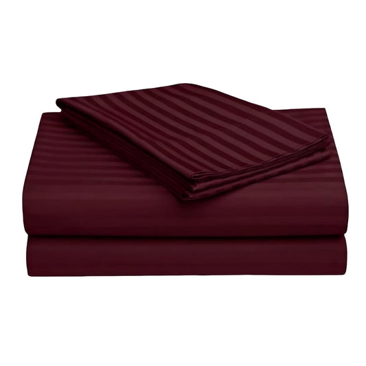 Cotton Bolls 300 TC 100% Cotton Stripes King Bed Sheet - Premium Bedsheet and 2 Pillow Covers