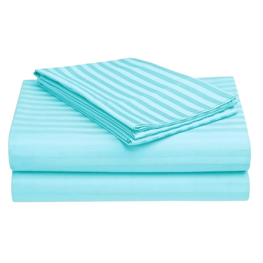 Cotton Bolls 300 TC 100% Cotton Stripes King Bed Sheet - Premium Bedsheet and 2 Pillow Covers