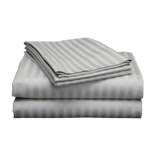 Cotton Bolls 300 TC 100% Cotton Stripes King Bed Sheet - Premium Bedsheet and 2 Pillow Covers