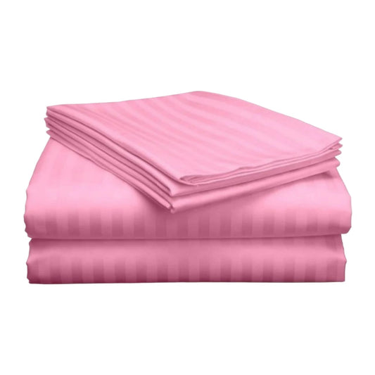 Cotton Bolls 300 TC 100% Cotton Stripes King Bed Sheet - Premium Bedsheet and 2 Pillow Covers