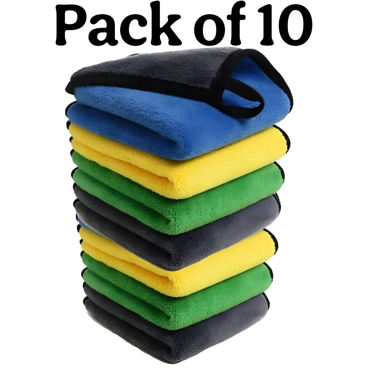 Microfiber Dual Sided Cleaning Cloth For Car 40x40 Cm ,500GSM Pack Of 10 Multicolor