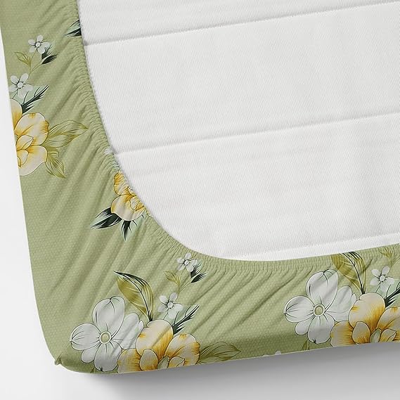 Pack of 2 Fitted King Size Bedsheet Glace Cotton with all Round Elastic 72x78x7